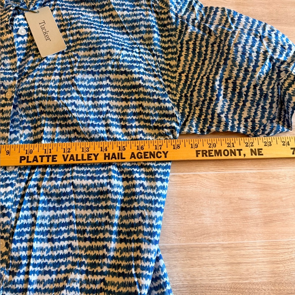 Tucker Safari Shirt Dress Cobalt Blue and White Striped Dress size S - Picture 3 of 5